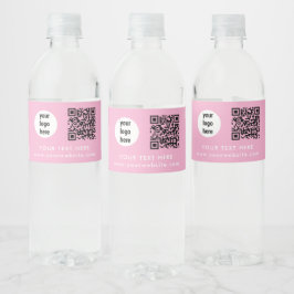Business Logo QR Code Text Website Pink Customer Wasserflaschenetikett