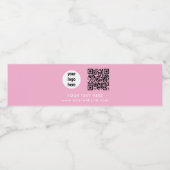 Business Logo QR Code Text Website Pink Customer Wasserflaschenetikett (Einzelnes Label)