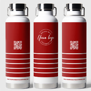 Business-Logo QR-Website Red White Holiday Trinkflasche