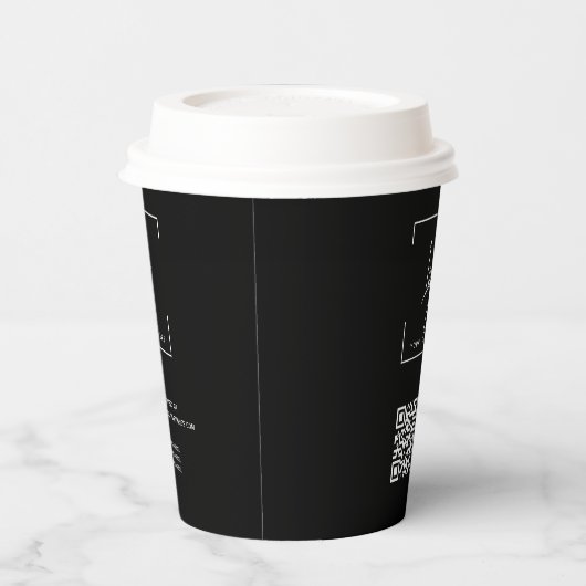 Business-Logo QRcode Modernes Schwarzes Unternehme Pappbecher (Links)