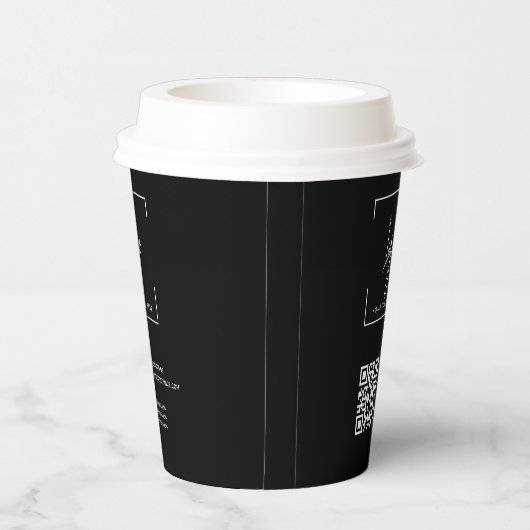 Business-Logo QRcode Modernes Schwarzes Unternehme Pappbecher (Rechts)