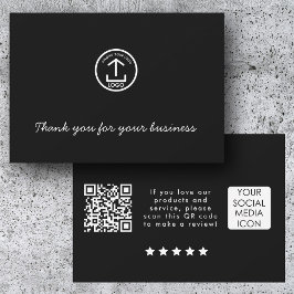 Business Logo Review Link QR Code Thank You Black Dankeskarte