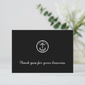 Business Logo Review Link QR Code Thank You Black Dankeskarte (Stehend Vorderseite)