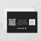 Business Logo Review Link QR Code Thank You Black Dankeskarte (Rückseite)