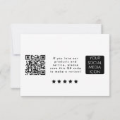 Business Logo Review Link QR Code Thank You White Dankeskarte (Rückseite)