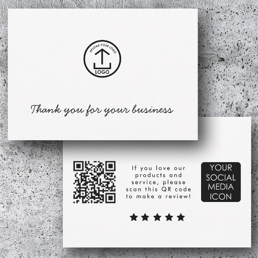 Business Logo Review Link QR Code Thank You White Dankeskarte