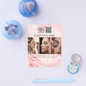 Business-Logo Rosa Marmor 3 Fotos QR-Code Flyer (Einzeln)