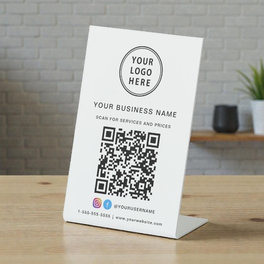 Business Logo Scan Me QR Code Sockelschild