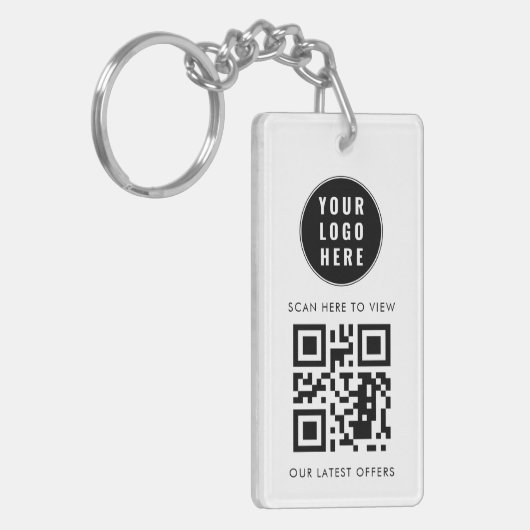 Business Logo Scan QR Code Simple Custom Schlüsselanhänger (Vorderseite links)
