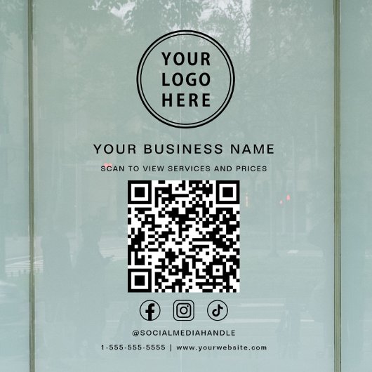 Business Logo Scan To View QR Code Fensteraufkleber