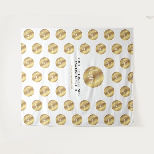 Business-Logo-Schritt- und -Wiederholung des Gold- Wandteppich (Vorderseite (Horizontal))