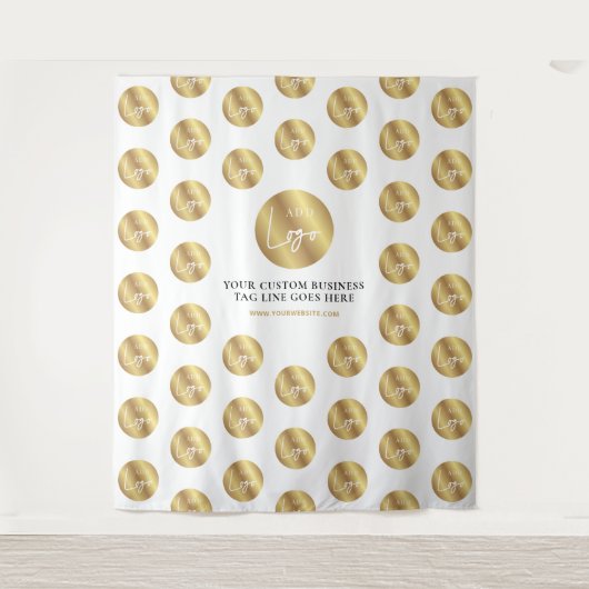 Business-Logo-Schritt- und -Wiederholung des Gold- Wandteppich (Vorderseite)