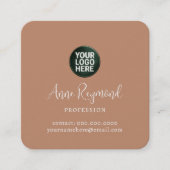 Business Logo / Script Name terracotta brown Quadratische Visitenkarte (Vorderseite)