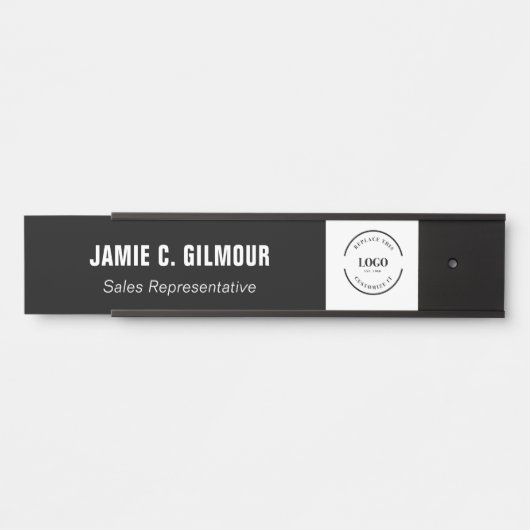 Business logo Simple Black White Custom Employee Türschild (Vorderseite )
