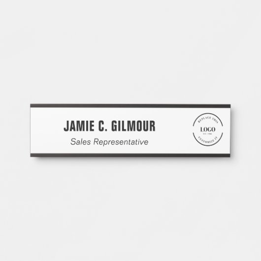 Business logo Simple Black White Custom Employee Türschild (Vorderseite )