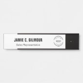 Business logo Simple Black White Custom Employee Türschild (Vorderseite )
