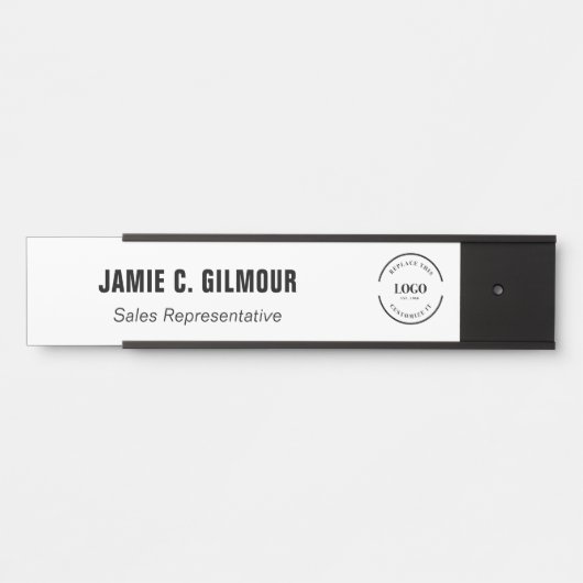 Business logo Simple Black White Custom Employee Türschild (Vorderseite )
