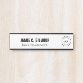 Business logo Simple Black White Custom Employee Türschild (Vorderseite )