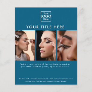 Business Logo Simple Blue Beauty Salon 3 Fotos Flyer