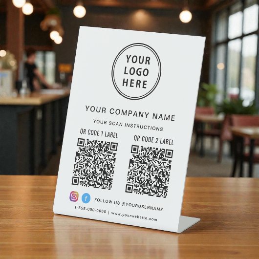 Business Logo Social Media Create 2 QR Codes Sockelschild