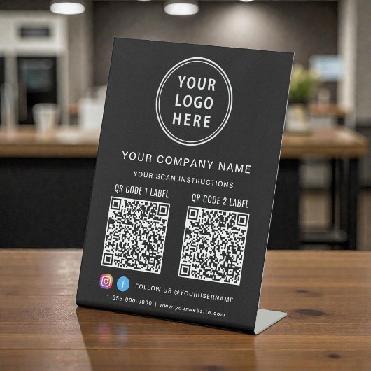 Business Logo Social Media Create 2 QR Codes Sockelschild