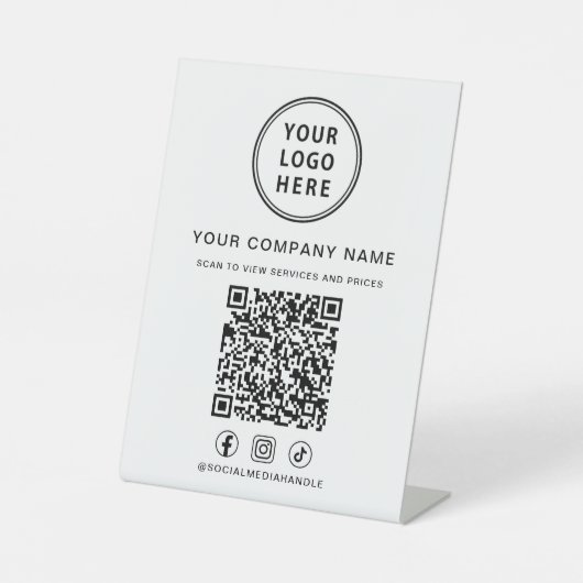 Business Logo Social Media Create Your QR Code Sockelschild (Vorderseite)