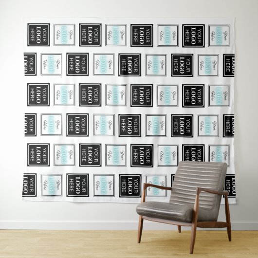 Business Logo Step Repeat Minimalist Backdrop Wandteppich (Beispiel (Horizontal))