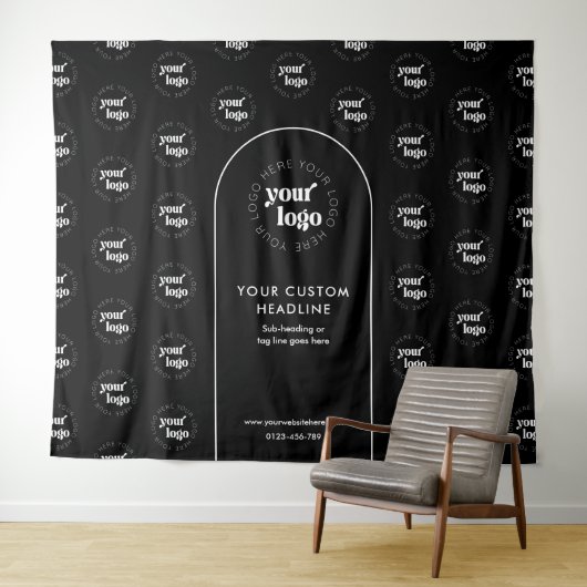 Business Logo Step Repeat Pattern Backdrop Banner Wandteppich (Beispiel (Horizontal))