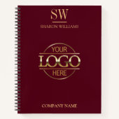 Business-Logo Stilvolle Burgundy Monogram Initial Notizblock (Vorderseite)