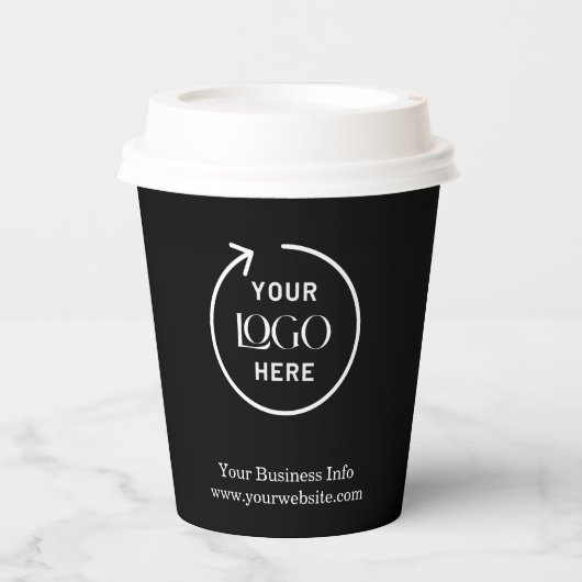 Business Logo Stylish Black Modern Professional Pappbecher (Vorderseite)