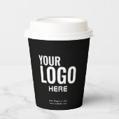 Business Logo Stylish Black Modern Professional Pappbecher (Vorderseite)