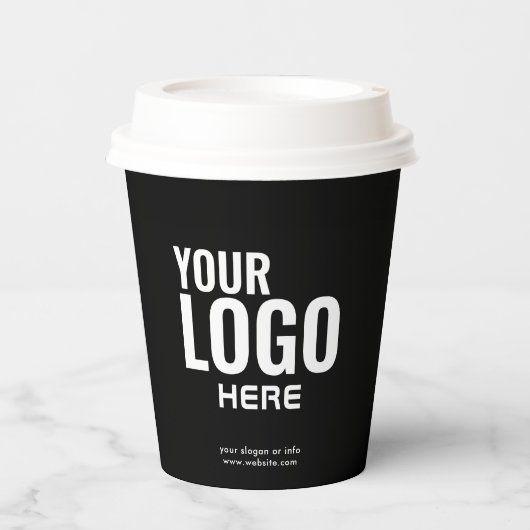 Business Logo Stylish Black Modern Professional Pappbecher (Vorderseite)
