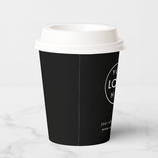 Business Logo Stylish Black Modern Professional Pappbecher (Rechts)