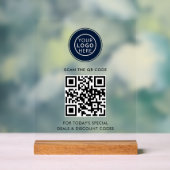 Business-Logo und QR-Code Minimalistisch Acrylschild (Neutral)