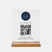 Business-Logo und QR-Code Minimalistisch Acrylschild (Vorderseite)