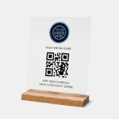 Business-Logo und QR-Code Minimalistisch Acrylschild (Winkel)