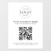 Business-Logo und QR-Code Modern einfach Fensteraufkleber (Blatt)