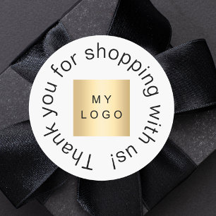 Business-Logo weiß, einfach danke Runder Aufkleber