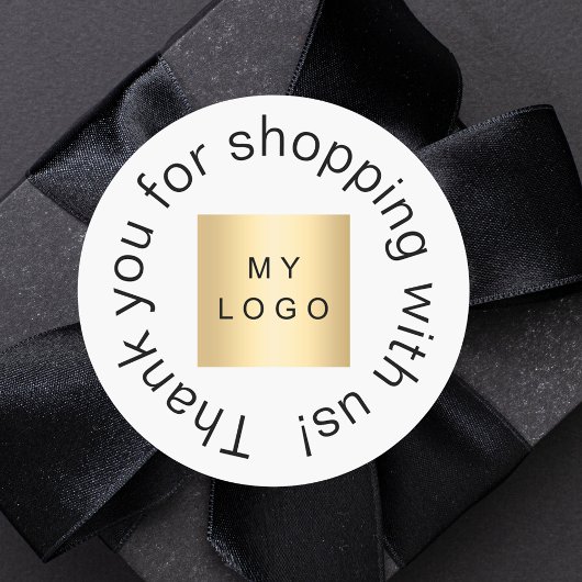 Business-Logo weiß, einfach danke Runder Aufkleber