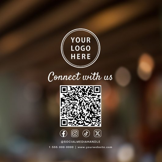 Business Logo White Lettering Create Your QR Code Fensteraufkleber