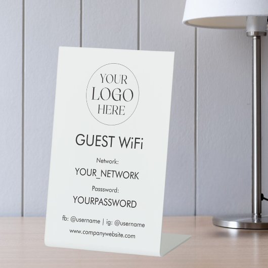 Business Logo Wifi Network Password Simple Modern Sockelschild