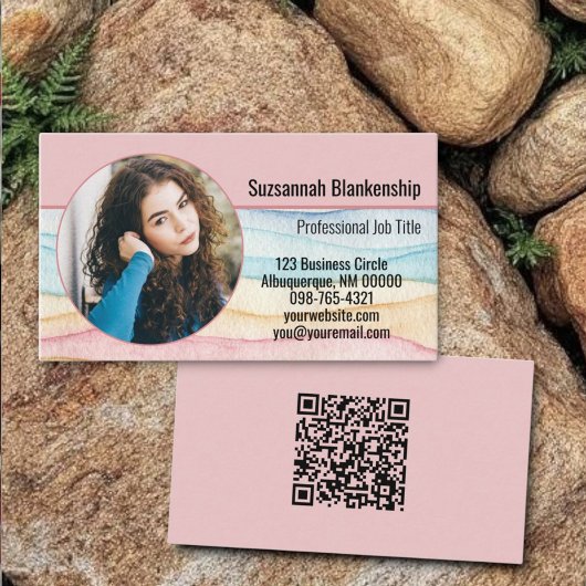 Business Marketing Custom Round Foto und QR Code Visitenkarte