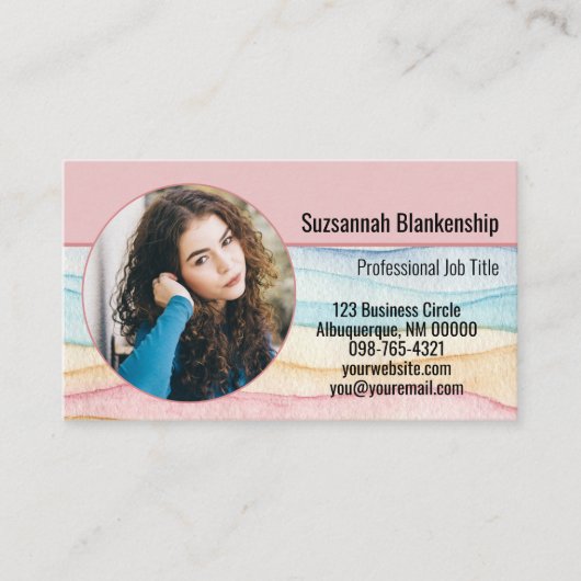 Business Marketing Custom Round Foto und QR Code Visitenkarte (Vorderseite)