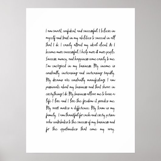 Business Mindset Office Mantra Poster (Vorne)