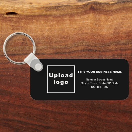 Business Minimal Information Black Rectangle Schlüsselanhänger (Rückseite)