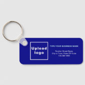 Business Minimal Information Blue Rectangle Schlüsselanhänger (Rückseite)