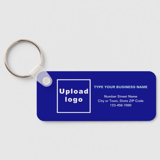 Business Minimal Information Blue Rectangle Schlüsselanhänger (Rückseite)