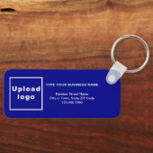 Business Minimal Information Blue Rectangle Schlüsselanhänger (Vorderseite)