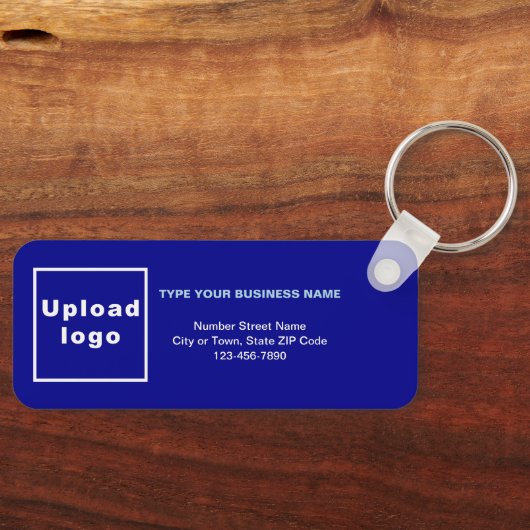 Business Minimal Information Blue Rectangle Schlüsselanhänger (Vorderseite)