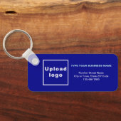 Business Minimal Information Blue Rectangle Schlüsselanhänger (Rückseite)